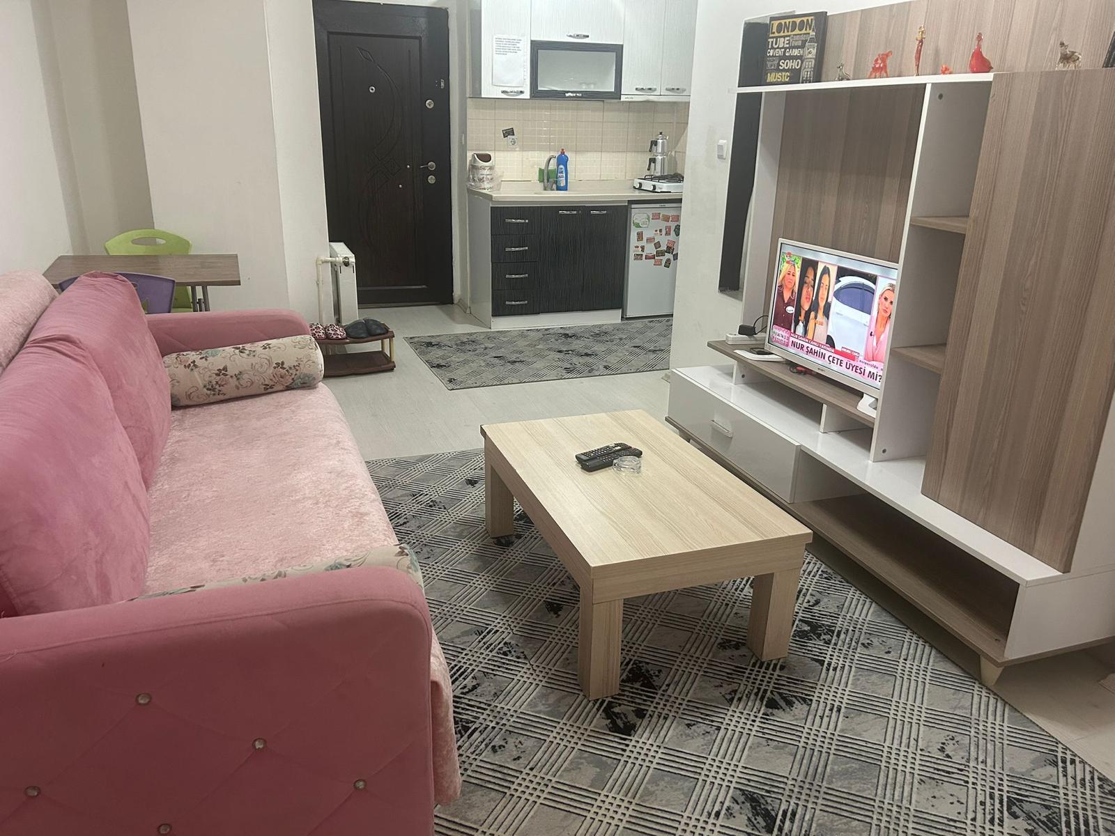 Apart salon ve mutfak görünümü